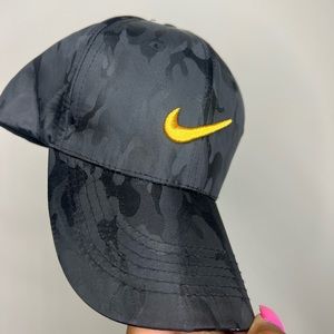 Nike Hat Black Camouflage with Gold Swoosh